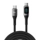 Juo 100W 5A QC4.0 Dijital Led Ekranlı E-Mark Çipli USB PD Type-C Hızlı Şarj ve Data Kablosu 1 Metre