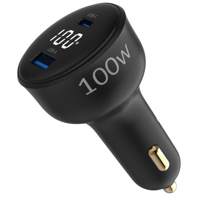 Juo 100W Led Ekranlı Type-C + USB-A Araç Şarj Aleti iPhone & Android & Notebook Araç içi Şarj Cihazı