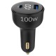 Juo 100W Led Ekranlı Type-C + USB-A Araç Şarj Aleti iPhone & Android & Notebook Araç içi Şarj Cihazı