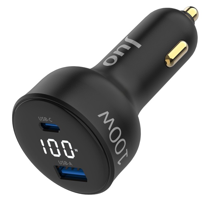 Juo 100W Led Ekranlı Type-C + USB-A Araç Şarj Aleti iPhone & Android & Notebook Araç içi Şarj Cihazı