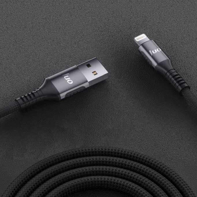 Juo 12W 2.4A USB-A to Lightning Apple iPhone iPad Örgülü Hızlı Şarj ve Data Kablosu 2 Metre