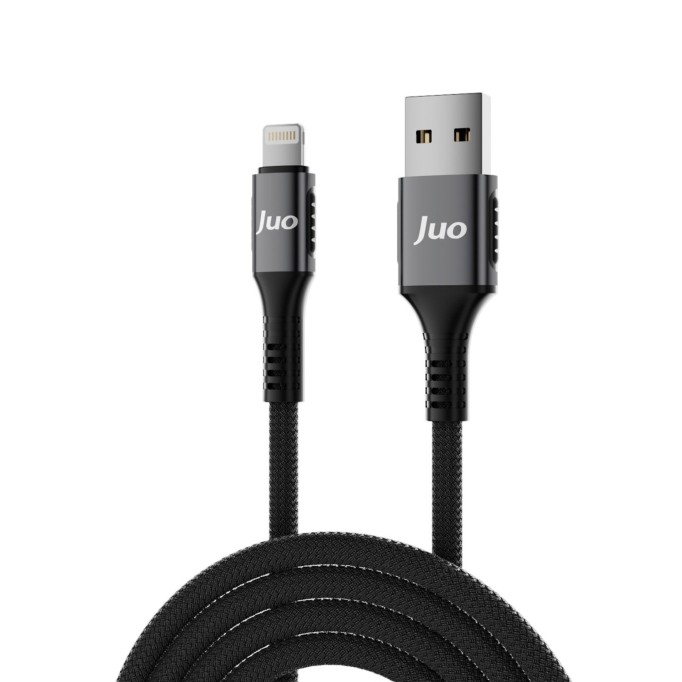 Juo 12W 2.4A USB-A to Lightning Apple iPhone iPad Örgülü Hızlı Şarj ve Data Kablosu 2 Metre