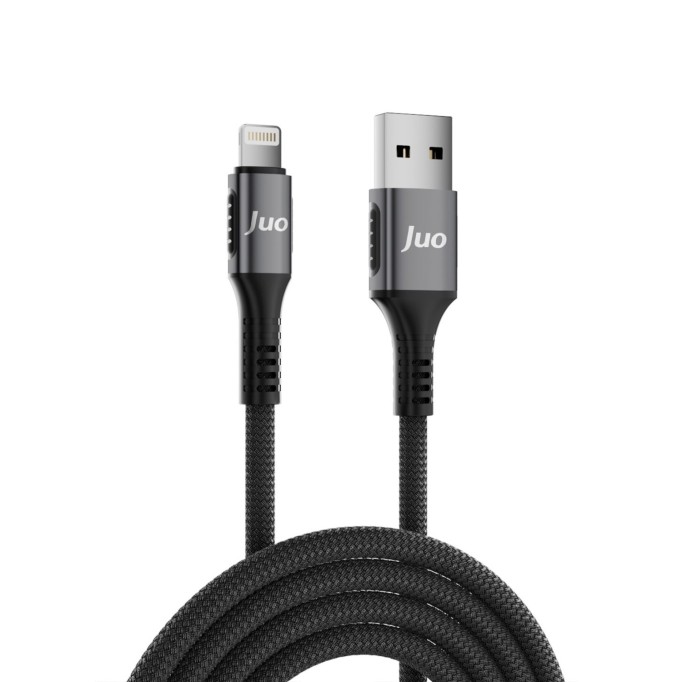 Juo 12W 2.4A USB-A to Lightning Apple iPhone iPad Örgülü Hızlı Şarj ve Data Kablosu 2 Metre