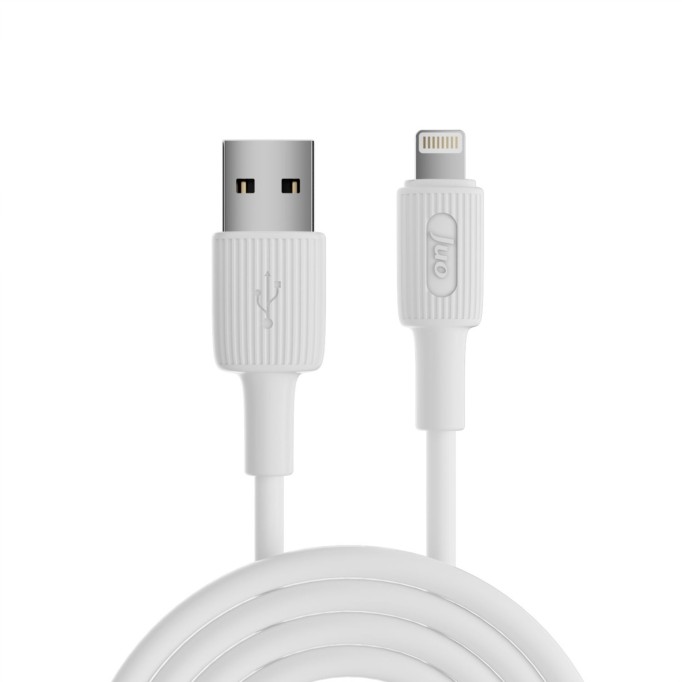 Juo 12W 2.4A USB-A to Lightning iPhone iPad Silikon Hızlı Şarj ve Data Kablosu Beyaz 1 Metre