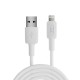 Juo 12W 2.4A USB-A to Lightning iPhone iPad Silikon Hızlı Şarj ve Data Kablosu Beyaz 1 Metre