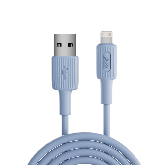Juo 12W 2.4A USB-A to Lightning iPhone iPad Silikon Hızlı Şarj ve Data Kablosu Mavi 1 Metre