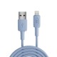 Juo 12W 2.4A USB-A to Lightning iPhone iPad Silikon Hızlı Şarj ve Data Kablosu Mavi 1 Metre