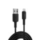 Juo 12W 2.4A USB-A to Lightning iPhone iPad Silikon Hızlı Şarj ve Data Kablosu Siyah 2 Metre