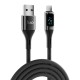 Juo 12W Dijital Led Ekranlı USB-A to Lightning iPhone iPad Örgülü Hızlı Şarj ve Data Kablosu 1 Metre