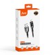 Juo 12W Dijital Led Ekranlı USB-A to Lightning iPhone iPad Örgülü Hızlı Şarj ve Data Kablosu 1 Metre