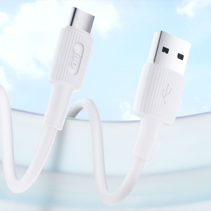 Juo 12W USB-A to Type-C Silikon Hızlı Şarj ve Data Kablosu Beyaz 1 Metre