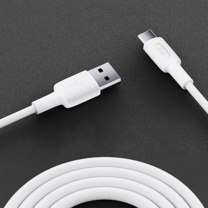 Juo 12W USB-A to Type-C Silikon Hızlı Şarj ve Data Kablosu Beyaz 1 Metre