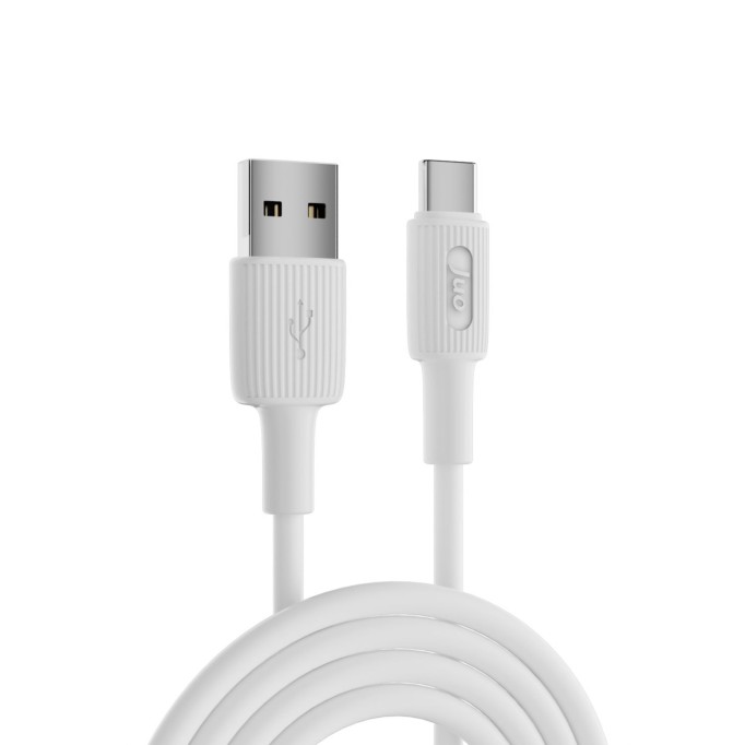 Juo 12W USB-A to Type-C Silikon Hızlı Şarj ve Data Kablosu Beyaz 1 Metre