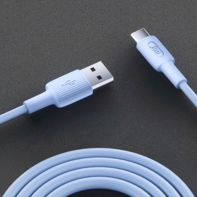 Juo 12W USB-A to Type-C Silikon Hızlı Şarj ve Data Kablosu Mavi 1 Metre