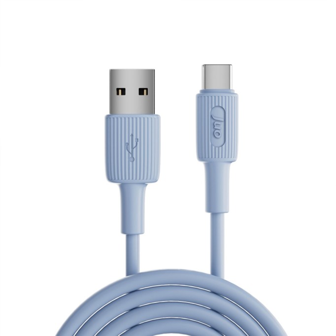 Juo 12W USB-A to Type-C Silikon Hızlı Şarj ve Data Kablosu Mavi 1 Metre