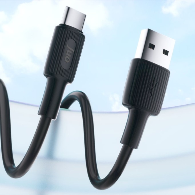 Juo 12W USB-A to Type-C Silikon Hızlı Şarj ve Data Kablosu Siyah 2 Metre