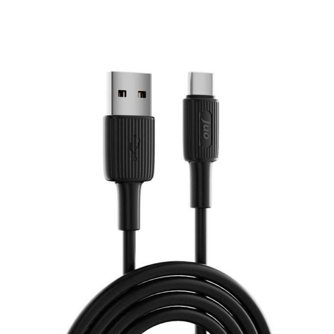 Juo 12W USB-A to Type-C Silikon Hızlı Şarj ve Data Kablosu Siyah 2 Metre