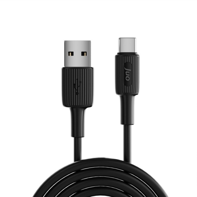 Juo 12W USB-A to Type-C Silikon Hızlı Şarj ve Data Kablosu Siyah 2 Metre