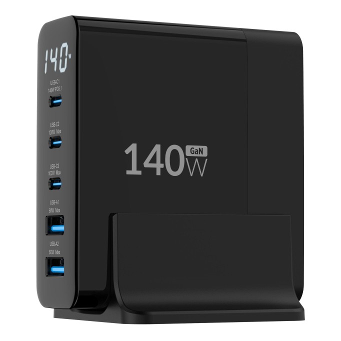 Juo 140W GaN PD 3.1 Masaüstü Hızlı Şarj Cihazı 3 Type-C + 2 USB-A iPhone & MacBook & Laptop Uyumlu Şarj Aleti