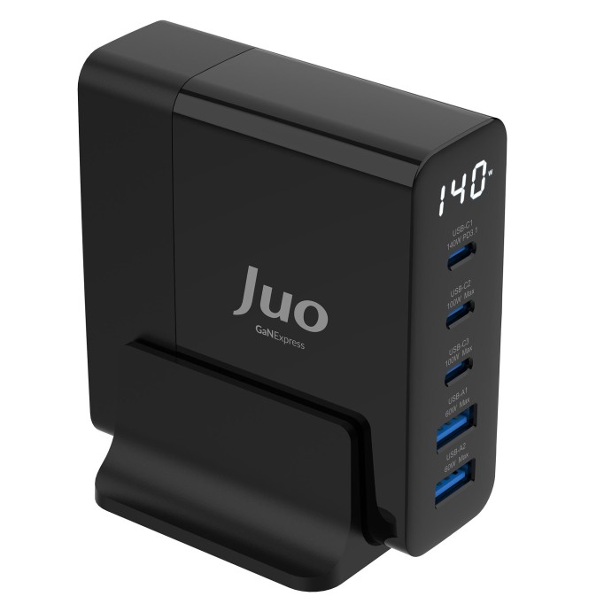 Juo 140W GaN PD 3.1 Masaüstü Hızlı Şarj Cihazı 3 Type-C + 2 USB-A iPhone & MacBook & Laptop Uyumlu Şarj Aleti
