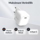 Juo 20W GaN USB-C Şarj Aleti iPhone & iPad & Android Uyumlu PD QC4.0 Type-C Hızlı Şarj Cihazı Beyaz