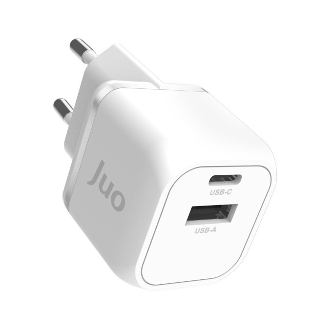 Juo 20W GaN USB-C + USB-A Şarj Aleti iPhone & iPad & Android Uyumlu PD QC4.0 Type-C Hızlı Şarj Cihazı Beyaz