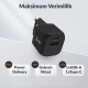 Juo 20W GaN USB-C + USB-A Şarj Aleti iPhone & iPad & Android Uyumlu PD QC4.0 Type-C Hızlı Şarj Cihazı Siyah