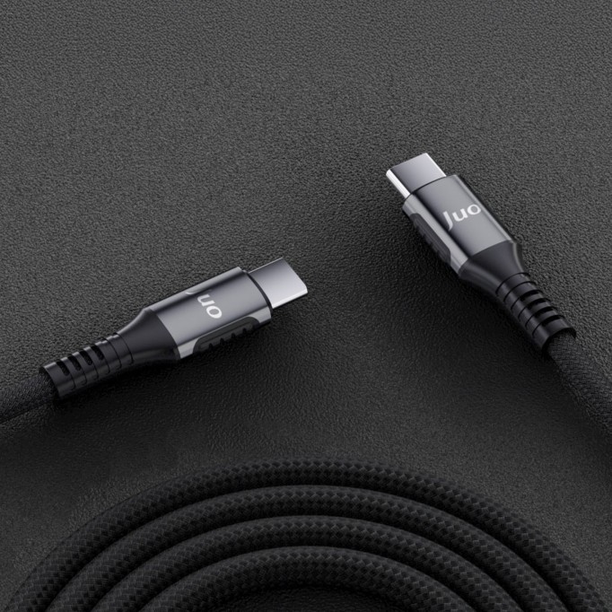 Juo 240W 5A E-Mark Çipli Örgülü USB PD Type-C to Type-C Hızlı Şarj ve Data Kablosu 2 Metre