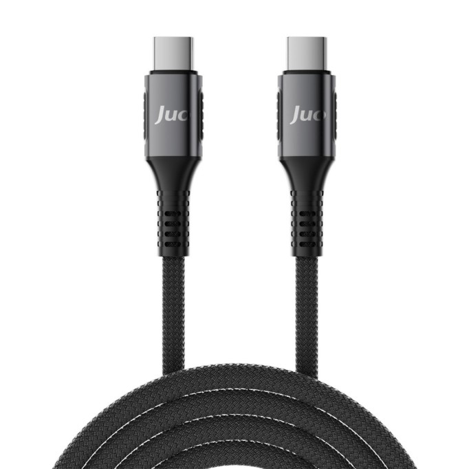 Juo 240W 5A E-Mark Çipli Örgülü USB PD Type-C to Type-C Hızlı Şarj ve Data Kablosu 2 Metre
