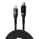 Juo 240W Dijital Led Ekranlı E-Mark Çipli PD 3.1 USB Type-C to Type-C Hızlı Şarj ve Data Kablosu 1 Metre