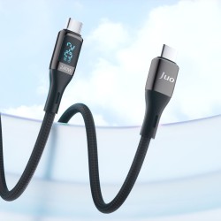 Juo 240W Dijital Led Ekranlı E-Mark Çipli PD 3.1 USB Type-C to Type-C Hızlı Şarj ve Data Kablosu 1 Metre Juo 240W Dijital Led Ekranlı E-Mark Çipli PD 3.1 USB Type-C to Type-C Hızlı Şarj ve Data Kablosu 1 Metre