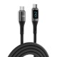 Juo 240W Dijital Led Ekranlı E-Mark Çipli PD 3.1 USB Type-C to Type-C Hızlı Şarj ve Data Kablosu 1 Metre