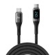 Juo 240W Dijital Led Ekranlı E-Mark Çipli PD 3.1 USB Type-C to Type-C Hızlı Şarj ve Data Kablosu 1 Metre
