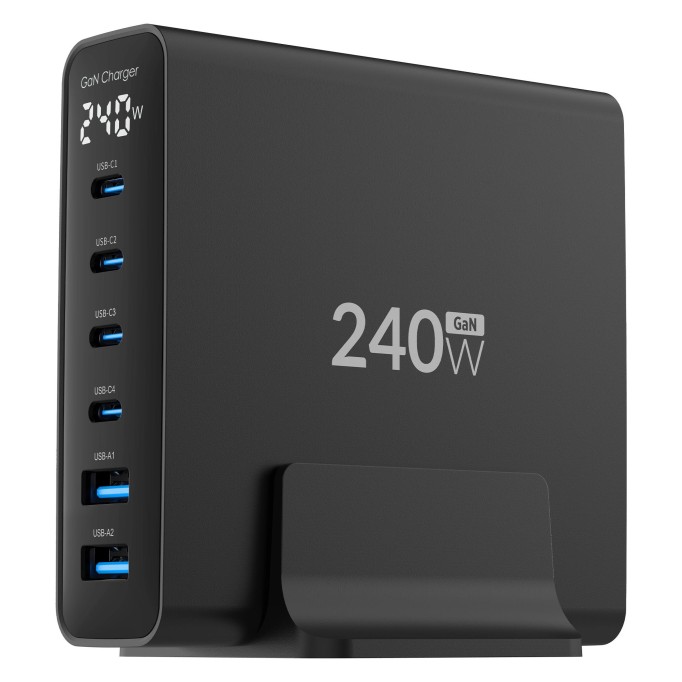 Juo 240W GaN PD 3.1 Masaüstü Hızlı Şarj Cihazı 4 Type-C + 2 USB-A iPhone & MacBook & Laptop Uyumlu Şarj Aleti
