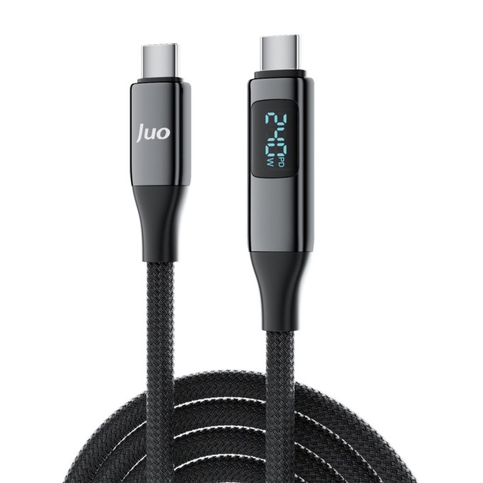 Juo 240W USB 3.1 Gen2 10Gbps E-Mark Çipli Led Display 4K 60Hz Görüntü ve Type-C Hızlı Şarj Kablosu 1.25 Metre