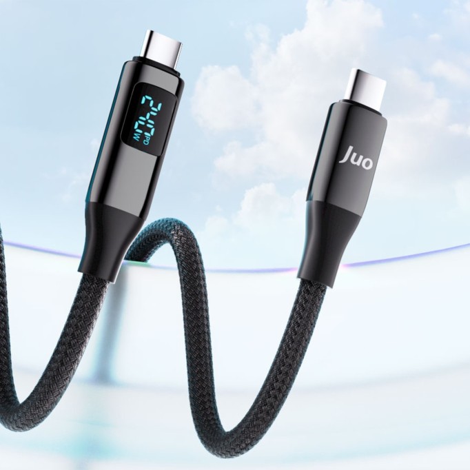Juo 240W USB 3.1 Gen2 10Gbps E-Mark Çipli Led Display 4K 60Hz Görüntü ve Type-C Hızlı Şarj Kablosu 1.25 Metre