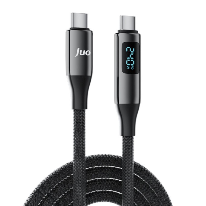 Juo 240W USB 3.1 Gen2 10Gbps E-Mark Çipli Led Display 4K 60Hz Görüntü ve Type-C Hızlı Şarj Kablosu 1.25 Metre