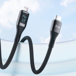 Juo 27W Dijital Led Ekranlı USB Type-C to Lightning iPhone iPad Hızlı Şarj ve Data Kablosu 1 Metre