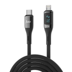 2 Metre Juo 27W Dijital Led Ekranlı USB Type-C to Lightning iPhone iPad Hızlı Şarj ve Data Kablosu 2 Metre