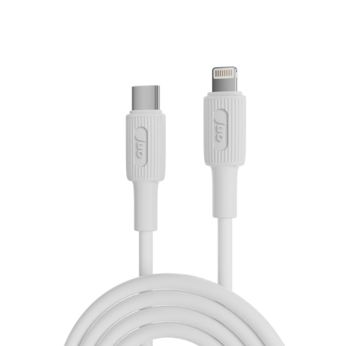 Juo 27W USB Type-C to Lightning iPhone iPad Silikon Hızlı Şarj ve Data Kablosu Beyaz 2 Metre