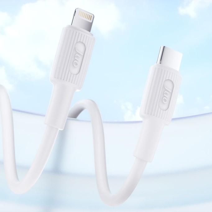 Juo 27W USB Type-C to Lightning iPhone iPad Silikon Hızlı Şarj ve Data Kablosu Beyaz 2 Metre
