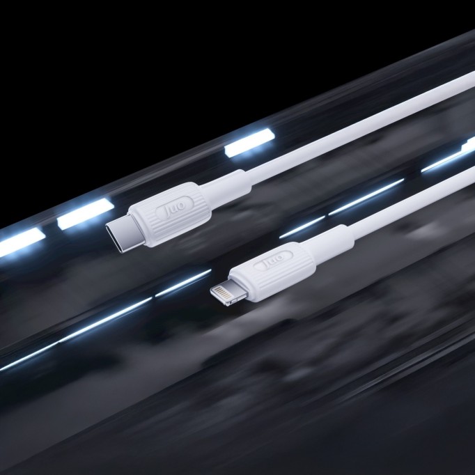 Juo 27W USB Type-C to Lightning iPhone iPad Silikon Hızlı Şarj ve Data Kablosu Beyaz 2 Metre
