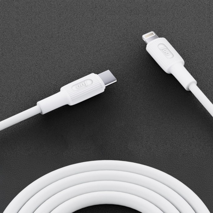 Juo 27W USB Type-C to Lightning iPhone iPad Silikon Hızlı Şarj ve Data Kablosu Beyaz 2 Metre