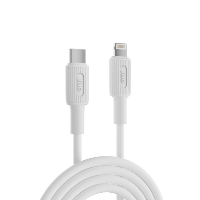 Juo 27W USB Type-C to Lightning iPhone iPad Silikon Hızlı Şarj ve Data Kablosu Beyaz 2 Metre
