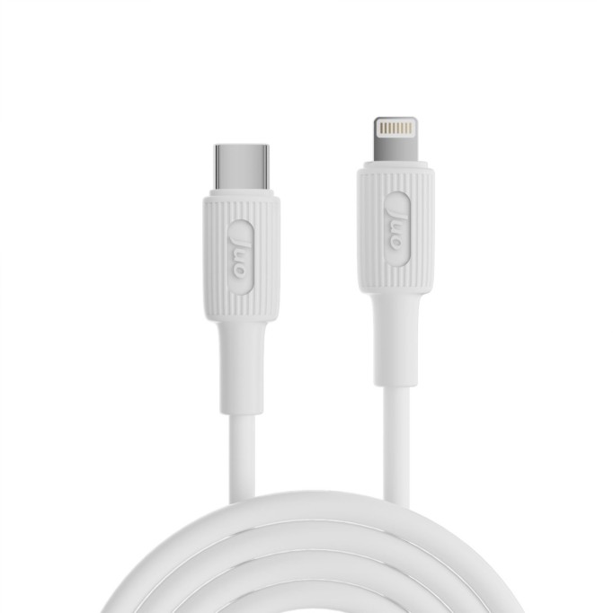 Juo 27W USB Type-C to Lightning iPhone iPad Silikon Hızlı Şarj ve Data Kablosu Beyaz 2 Metre