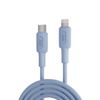Juo 27W USB Type-C to Lightning iPhone iPad Silikon Hızlı Şarj ve Data Kablosu Mavi 1 Metre