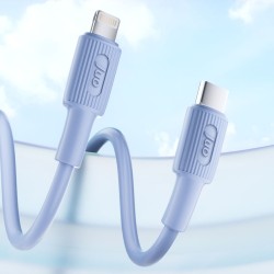 Juo 27W USB Type-C to Lightning iPhone iPad Silikon Hızlı Şarj ve Data Kablosu Mavi 1 Metre