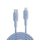 Juo 27W USB Type-C to Lightning iPhone iPad Silikon Hızlı Şarj ve Data Kablosu Mavi 1 Metre