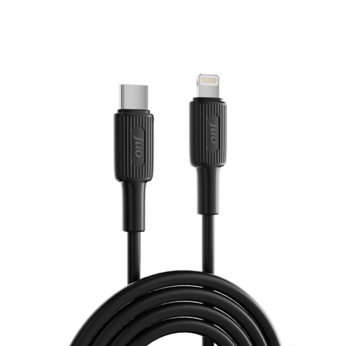 Juo 27W USB Type-C to Lightning iPhone iPad Silikon Hızlı Şarj ve Data Kablosu Siyah 1 Metre