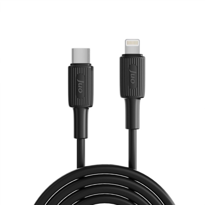 Juo 27W USB Type-C to Lightning iPhone iPad Silikon Hızlı Şarj ve Data Kablosu Siyah 1 Metre